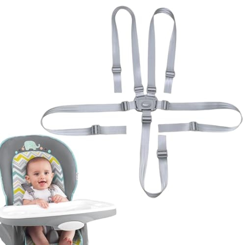 HABNI 1 Pieza Arnes Seguridad Silla Niño, Cinturón de Seguridad para Bebé, Arnés de Seguridad de 5 Puntos para Niños y Niños, Correa Segura para Silla, Trona Kinderkraft(Gris)