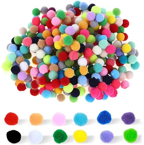 Pompon per fai da te, 500 pezzi, 1 cm, mini pompon colorati per fai da te, palline di feltro colorate, per decorazioni di feste, ghirlande, nappe, accessori per capelli
