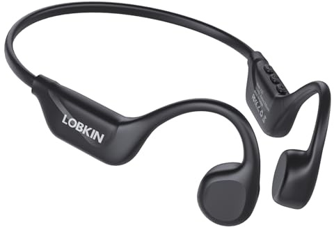 LOBKIN Cuffie Conduzione Ossea, Auricolari Conduzione Ossea Bluetooth 5.4, Auricolari Sportive Bluetooth Impermeabili,Open-ear Cuffie per Corsa Ciclismo Guida Fitness