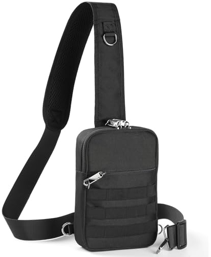 BROADREAM Bandolera Antirrobo - Bolso Táctica para el Pecho - Mochila Cruzada Hombro Impermeable - Pequeño Bolso de Mano con Cremallera y Bloqueo de RFID