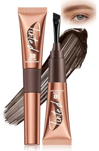 3D Peel-Off Eyebrow Tint Gel Kit - Waterproof Semi-Permanent Brow Dye, Long-Lasting Natural Colour, Quick Drying, Smudge-Proof Brow Pomade with 3D Natural Effect for Women Beginners (Gray Brown)