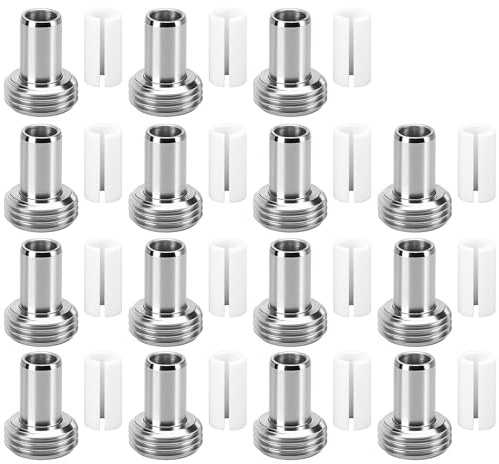 30Pcs VFL Fiber Optic Visual Fault Locator Replacement Parts Include 15 pcs Optical Ceramic Core Tube Sleeve and 15pcs Metal Heads Tips Fitting Connectors for Tester Light Meter Network Cable Tester