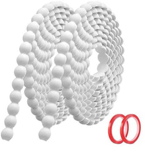 Hengrongshen Moulure Murale Décorative Adhésive Blanc (6M x 18mm) Moulure en PVC Flexible avec Bordure Perlée 3D, Baguette de Finition Hydrofuge et À Peindre pour Mur, Cadre de Miroir et Bords