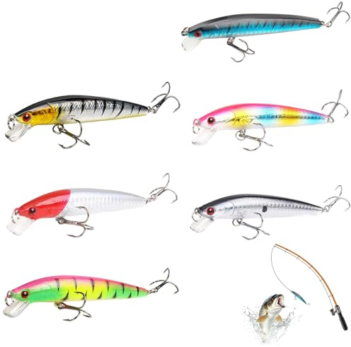 6 Stück Wobbler Angelköder 9g 10cm Hecht Barsch