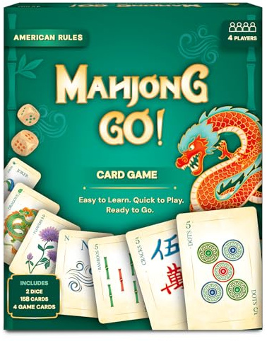 Gouda Games Mahjong Go! Card Game – Classic Mahjong Reimagined as a Card Game, American-Style Rules Inspired Strategy Game, Fast-Paced & Travel-Friendly, 4 Players, Gift for Adults & Teens