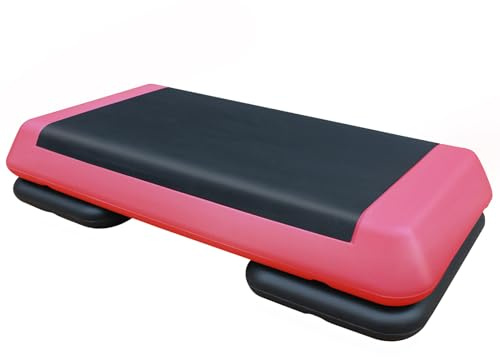 Aerobic Stepper 76cm Höhenverstellbarer Fitness Step Plattform Trainer Mit 2 Erhöhungen Rot Schwarz Für Cardio & Krafttraining