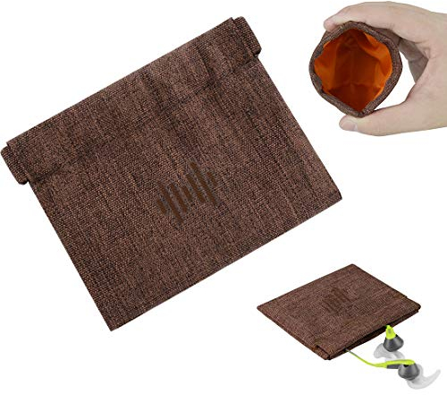 Geekria, custodia morbida elastica in poliuretano per auricolari, borsa per il trasporto delle cuffie, custodia universale per cuffie, portamonete, borsa da viaggio portatile Brown Fabric