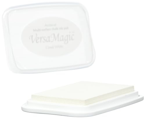 Rayher 29117102 Versa Magic Chalk Ink - Stempelkissen, Größe L, weiß, 9,9 x 6,8 x 1,9 cm, samtartiger Kreide-Look zum Stempeln, für helle und auch für dunkle Papiere