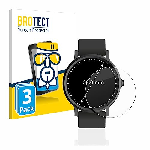 brotect Pellicola Vetro per | Orologi (Circolare, ø: 30 mm) 3 Pezzi Chiara Protezione Schermo Made in Germany Durezza 9H Glass Screen Protector
