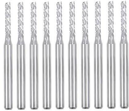 sourcing map 10 Stücke 2mm Hartmetall Schaftfräser Gravur Fräser für Leiterplattenmaschine, 1/8 schaft