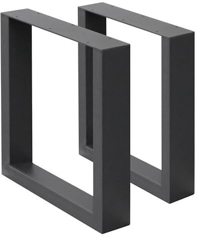 ECD Germany Set 2 Gambe per Tavolo in Acciaio Antracite Struttura Telaio per Panca 30 x 43 cm Design Stile Industriale Piedi Tavolino da Salotto Base Cornice Rettangolare Guide in Metallo per Panchine