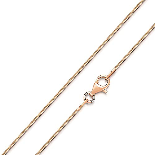 Halskette Damen Rosegold 925 Sterling Silber Schlangenkette 1mm | Kette 18K Rosé Gold vergoldet in 40-70cm Made in Germany von MATERIA by Matthias Wagner