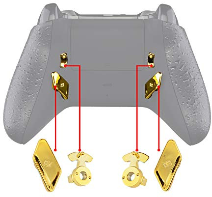 Chrome Gold Glossy Replacement Redesigned Back Buttons HK3 HK4 Trigger lock K1 K2 Paddles for eXtremeRate Xbox One S X Controller LOFTY Remap & Trigger Stop Kit