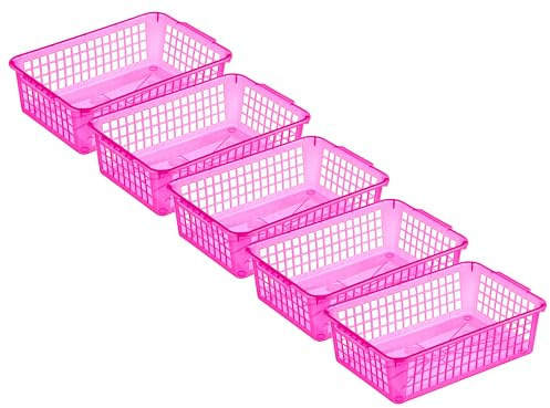 MiraHome Aufbewahrungskorb 25x16x7cm 1,8L 5er Set – Allzweckkorb aus robustem Plastik (BPA-frei) – Aufbewahrungsbox für Küche & Bad – Perfekter Korb für Aufbewahrung – Pink