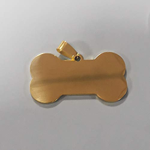 Beadthoven 5 Stück 304 Edelstahl Hundeknochen Blanko Stamping Tag Anhänger Ätzung Gravur Tags Charm mit Öse 22x40x1.8mm für Schmuckherstellung Haustier Hund Namensschilder (Golden)