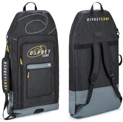 Osprey | Bodyboard Carry Bag, Padded Triple Board Bag with Storage Pockets, Vents and Rucksack Straps, Fits up to 3 Boards, Black