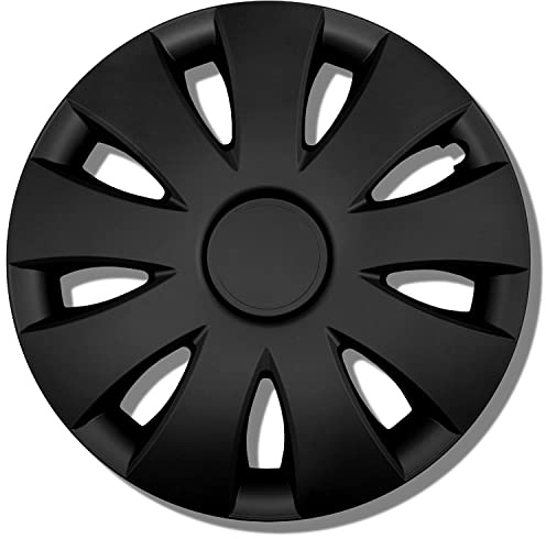 Kuglo Aura Radkappen 13 Zoll Schwarz matt, 4er-Set für Stahlfelgen | Schlagfester, witterungsbeständiger Kunststoff mit Metallspannring und werkzeugloser Clip-Montage