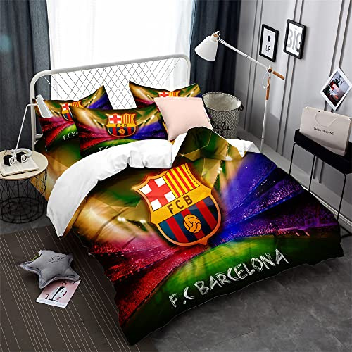 CHAOSE-ESB Equipo De Fútbol Juego De Edredón De Microfibra con Cierre De Cremallera Ropa De Cama Funda Nórdica Y Fundas De Almohada (50x75cm) (patrón 02,(180x220 cm)-Cama de 105/135)