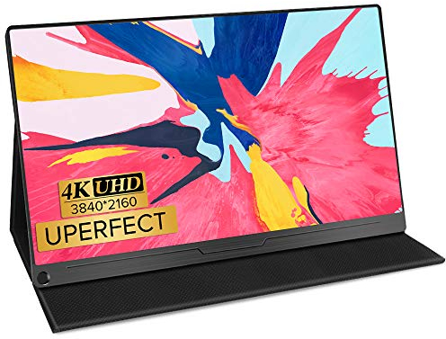 UPERFECT Portable Monitor 4K 15.6 Zoll mit 3840 * 2160 UHD IPS Display HDMI USB C OTG Matter Bildschirm für PC Laptop Handy PS4/5 Xbo Switch Fotografen Videoeditoren, Metallgehäuse, VESA-kompatibel