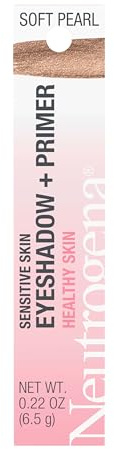 Neutrogena Sensitive Skin Eyeshadow + Primer, a Longwearing, 2-in-1 Metallic Eyeshadow for Sensitive Skin with Pro-Vitamin B5, Lightweight Cream-to-Powder Formula, Soft Pearl, 0.22 oz