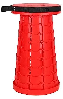ZERVA Tragbarer Teleskophocker, höhenverstellbarer Campinghocker, tragbarer, Leichter Outdoor-Campingsitz for Camping, Angeln, Wandern, Reisen(Color:Red)