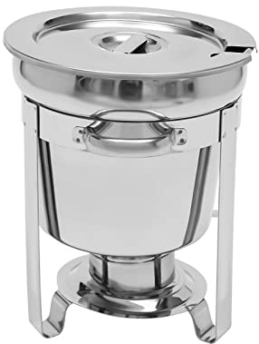 wanwanper 7L Edelstahl Suppentopf, Runder Suppenkessel Lebensmittelwärmer aus Edelstahl, mit Deckel und Brennstoff-Halter, für Saucen, Eintöpfe, Suppen, Brühe und andere Flüssigkeiten