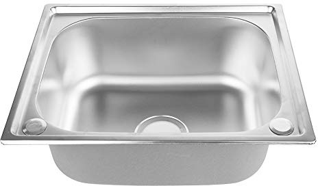 Belfoyer Évier de cuisine, rectangulaire à encastrer1 Bac Inox avec Raccords de Vidange, 50 x 40 x 20cm, Argent