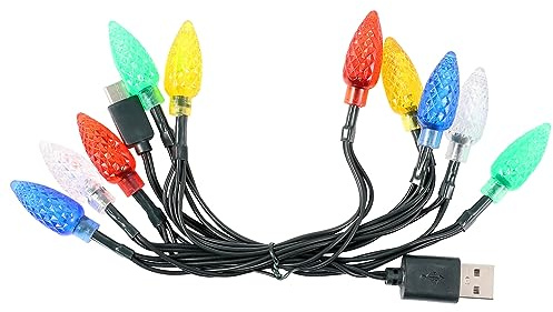 DOITOOL 108cm USB Ladekabel, 1 Stück Lichterkette Datenkabel Ladegerät, 3 V Lichtladekabel Multi-telefon-Ladegerät Weihnachtslichter, USB-Glühbirne Für Auto 10 LED-Lichterkette