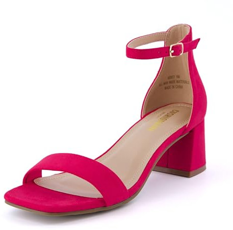 CUSHIONAIRE Sandalo Abbey da Donna con Tacco Medio e Punta Squadrata, Una Fascia e Memory Foam, Ampie larghezze Disponibili, Microsuede Fucsia 39 EU