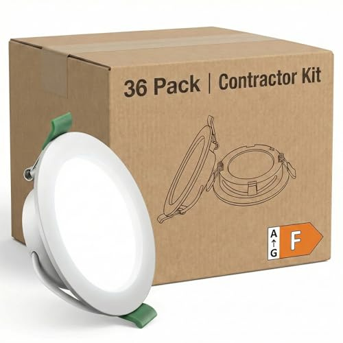 Pack 36 Focos LED Empotrables Techo (Ojos de Buey) - 4W Equivalente a 35W, 6000K Blanco Frío - Downlight Redondo Extraplano 28mm, Corte Ø 75-80mm, 339lm Sin Parpadeo Luz Blanca para Cocina y Pasillo