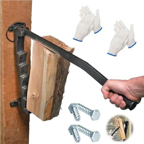 Kcolic Spaccalegna per Legna da Ardere per Montaggio A Parete, Spaccalegna Manuale in Acciaio al Carbonio, Accendifuoco Manuale A Parete con Leva, Separatore Accendifuoco Sughero Uso Interno