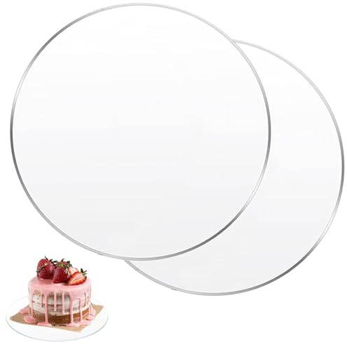 thirei Acryl Cake Board, 2 Stück Kuchenplatte Transparent, Ø 30cm Rund Kuchenplatte, 2mm Dick Mit Schutzfolie, für Servieren von Kuchen, Torten und mehr