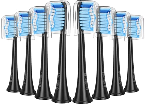 REDTRON Testine di ricambio compatibili con Philips Pro Results, 8 confezioni di Testine di Ricambio Elettriche per FlexCare, ProtectiveClean, HealthyWhite, EasyClean e PowerUp, Nero