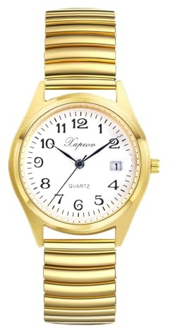 JewelryWe Orologio da polso da donna, elegante, analogico, al quarzo, con quadrante digitale e cinturino in lega elastica, oro/argento, 1-acciaio inox-oro-2, Bracciale