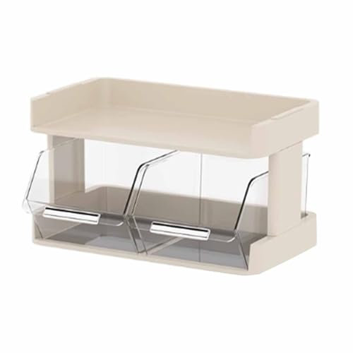 Plastic Teabag Storage, Tea Caddy Box Containers Rack Shelf with Partition for Coffee Sugar Packets Capsule, Multilayer Countertop Organizer Holder for Kitchen Pantry Cabinet Bar