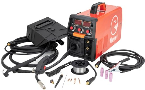 TIGREN TGN150MAT 230V 4-in-1 MIG TIG ARC/MMA Gas/Gasless IGBT Inverter Welder Welding Machine with Digital Display, Lightweight and Compact 140A Welding Kit with Accessories for Welding Equipment