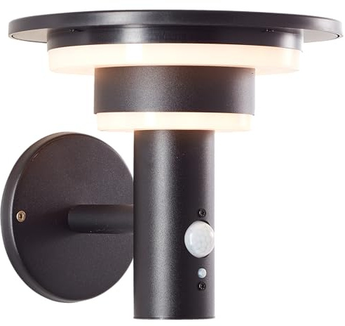 Lightbox LED Außen Wandlampe mit Solar & Bewegungsmelder - moderne Outdoor | LED Außen Wandlampe, Solar, Bewegungsmelder, 19 x 21 x 21cm, 3W, 430lm