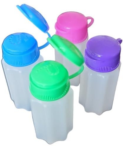 Handy Housewares Lot de 2 mini salières et poivrières en plastique durable avec couvercles à rabat – Bleu, vert, rose et violet