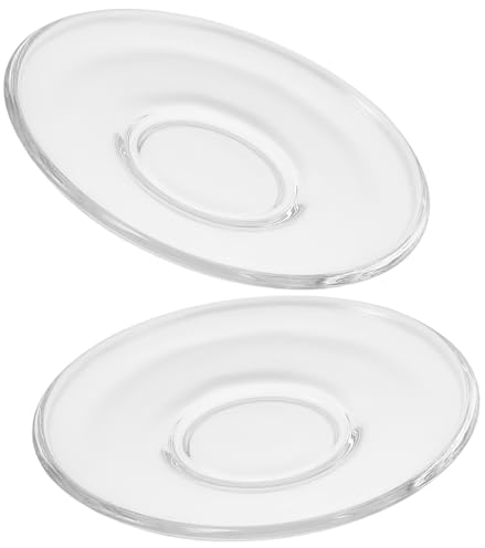 2 Pcs Clear Glass Saucers Round Decorative Plates for Coffee Mugs Snack Storage and Tea Cups Elegant Glass Dishes for Home Kitchen Use