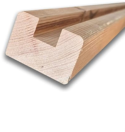 Cornice terminale legno di pino nordico 60x43 mm a U 20x16 mm per tamponamento perline - lunghezza 150 cm - piallato e bordato (150 cm)