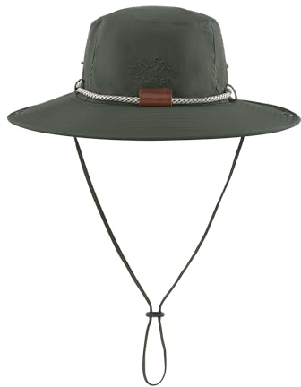 Faletony Buschhut Boonie Hat Sonnenhüte Fischerhüte Breite Krempe Sonnenhut mit Kinnband Fischermütze Outdoor Hut für Herren Damen (Polyester, Armeegrün)