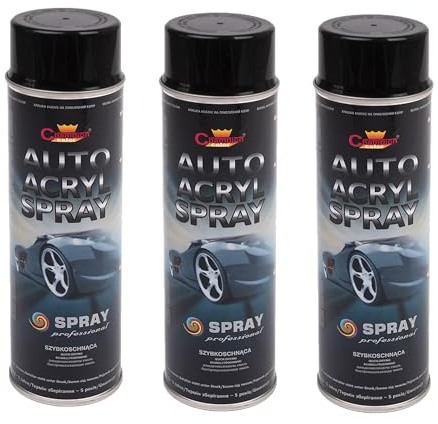 VE-INDUSTRIES 3x Autolack schwarz glänzend Acryllack Spraydose 500ml