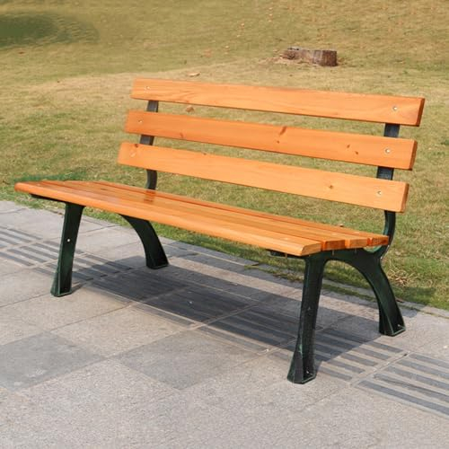 Bank im Freien wetterfeste Gartenbank, Wetterfest Holzbank, Allwetter-Sitzbank, wetterfester Veranda-Sitzauflagen, schweres Liebessitz für Terrasse, Park, Rasen, Hof ( Color : With backrest , Size : 1