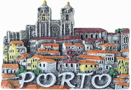 Kühlschrankmagnet, Motiv: Porto Portugal, Touristen-Souvenir, Kühlschrankdekoration, handbemalt, Handwerk