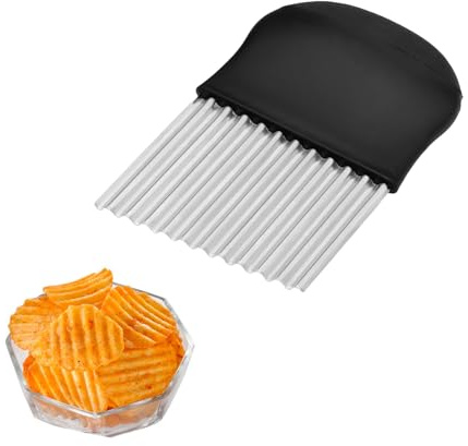 Innoteck Essentials Stainless Steel Crinkle Cutter - Ergonomic Handle - Wavy Cutter for French Fries - Fruit Slicer, Vegetable Chopper, Potato Chippers - Spiral Salad Cutting Tool - Easy to Use