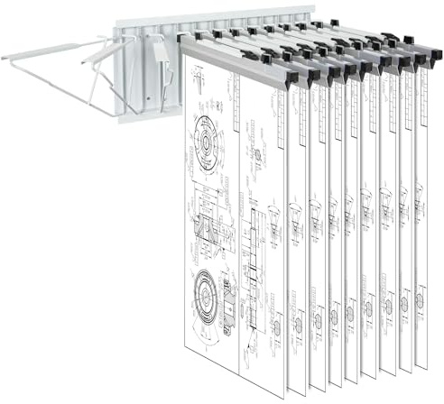 VEVOR Estante de Almacenamiento de Planos para Montaje en Pared Capacidad para hasta 1200 Planos Soporte para Planos Colgantes con 12 Soportes Pivotantes Estante de Planos de Servicio Pesado