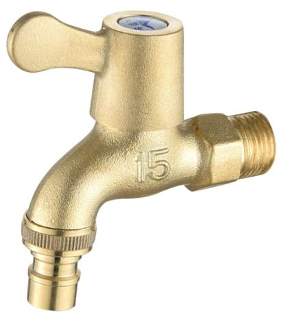 AOOPOO Vintage Massivem Messing Wasserhahn, G1/2 Zoll Einzel Kaltwasserhahn, Wandmontage Wasserhahn für Waschmaschine, Küche, Bad, Garten, Waschbecken, Mopp Pool