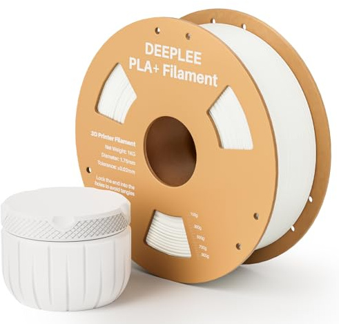 DEEPLEE PLA Plus 1.75mm Filament White 1kg, PLA+ 3D Printer Filament with Dimensional Accuracy +/- 0.02mm, Fits for Most FDM 3D Printers