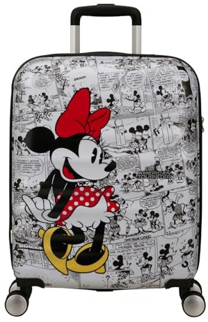 American Tourister Wavebreaker Disney - Handgepäck Koffer 55x40x20 cm, Hartschalenkoffer, Kabinentrolley für Ryanair & die meisten Airlines - Minnie Comics White