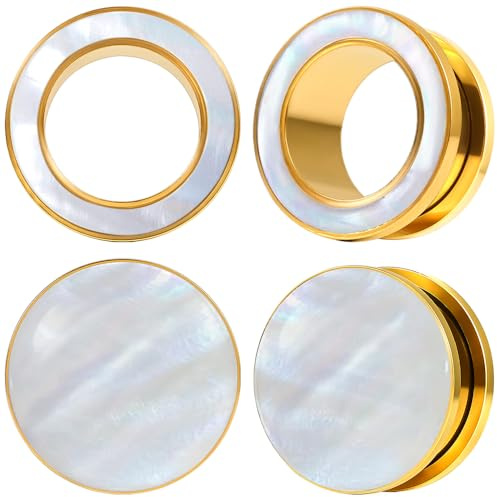 DOEARKO Ohr Flesh Tunnel 2 Paares Ohr Tunnel Plug Edelstahl Double Flared Ohr Plug Expander Piercing Schmuck für Frauen und Männer (Gold,6mm)